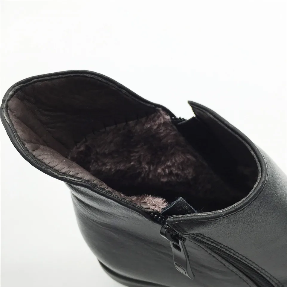 LIN KING/теплые плюшевые женские ботинки на толстой подошве; зимняя обувь на молнии; обувь на платформе для танцев; ботильоны из натуральной кожи размера плюс