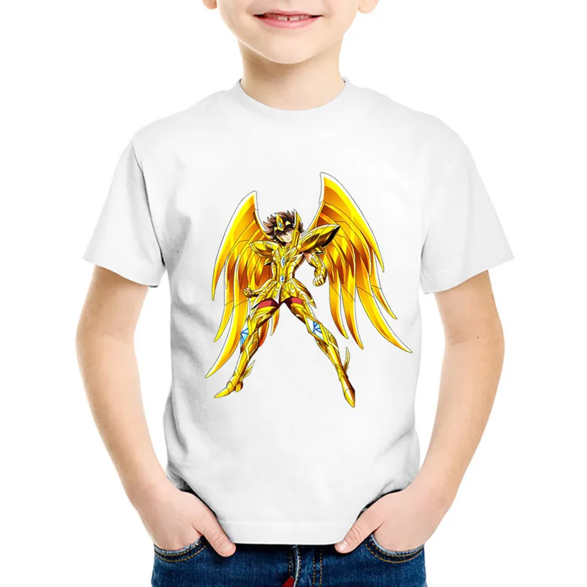 

Gold Saint Seiya Character Printed Children Fashion T-shirts Kids Summer Tees Boys/Girls Manga Anime Tops Baby Clothing,ooo422