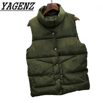 

2018 New Down cotton Women's Vest Jacket Coat Autumn and Winter Korean Students Slim Warm Outerwear Short Vests Casual Tops 2XL