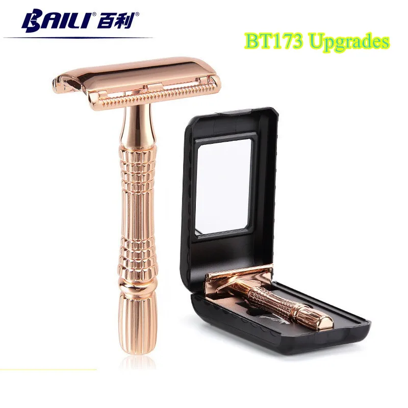 

BAILI Manual Safety Razor Shaving Razor Men Shaver Handle Holder Stainless Double Edge Xmas Gift +1 Blade +1 Case BT173 Upgrades