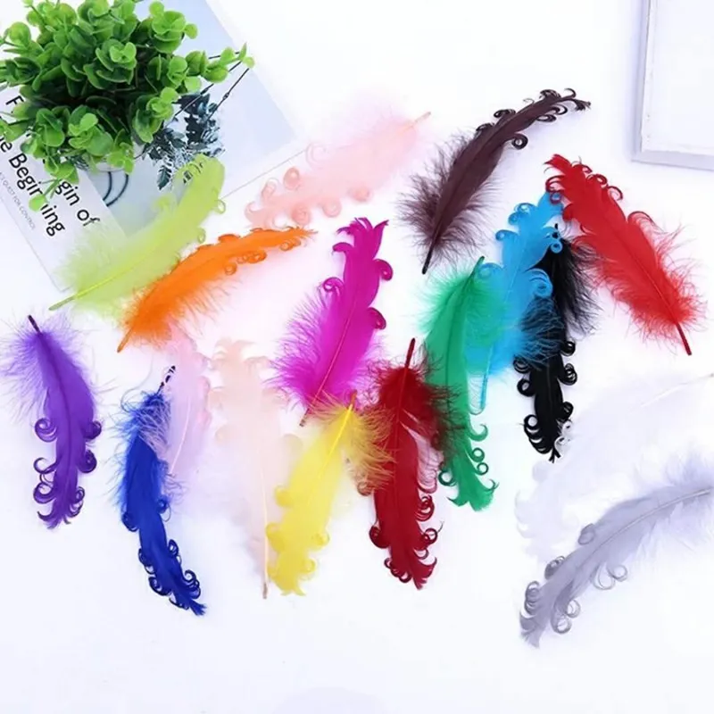 

Natural Plumes Feathers 10-15cm 6-8inch Curly Swan Feather Halloween Christmas Wedding Costumes Hat Decorative Materials 50pcs
