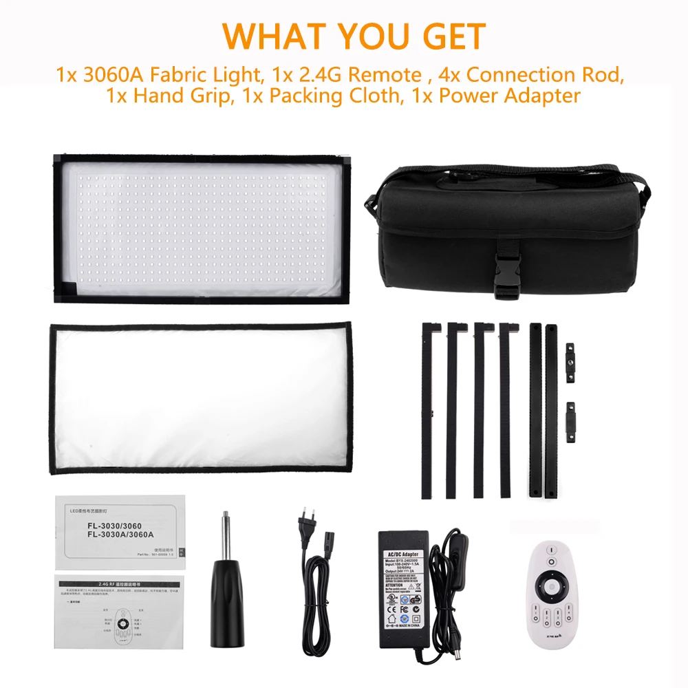  TRAVOR studio light flexble light 30*60cm with 2.4G remote control dimmable 5500K for photography L - 32802577421