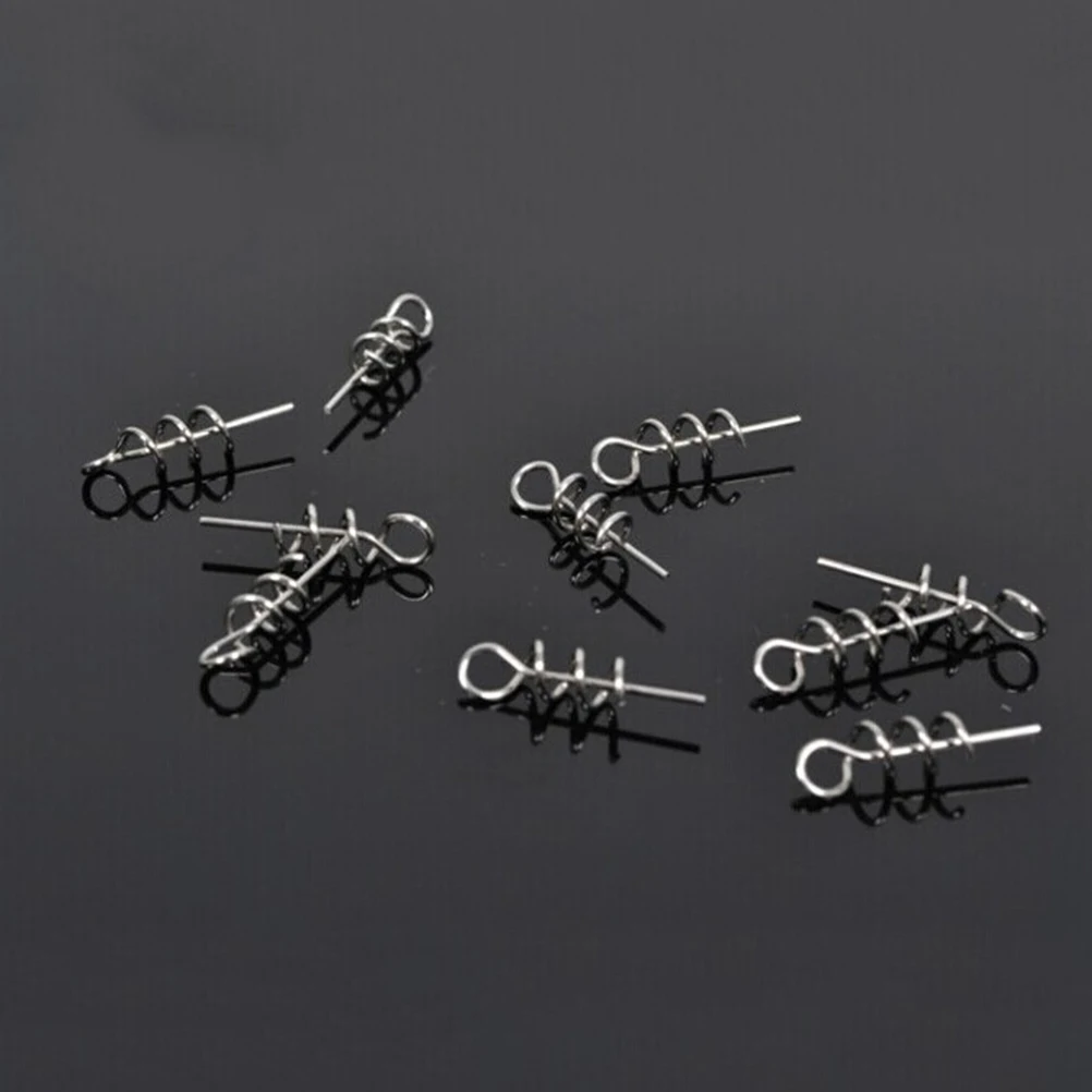 

100Pcs Pin Fixed Lock Fishing Screw Needle Soft Lure Loader / Locker Connector Fishing Worm Hook Bait Spring Hook