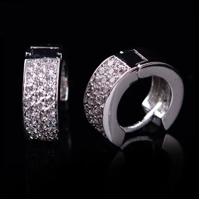 Top Quality Round Crystal Hoop Earrings Women Men Cubic Zirconia Cz Top Quality Round Crystal Hoop Earrings Women Men Cubic Zirconia Cz Jewelry Rose