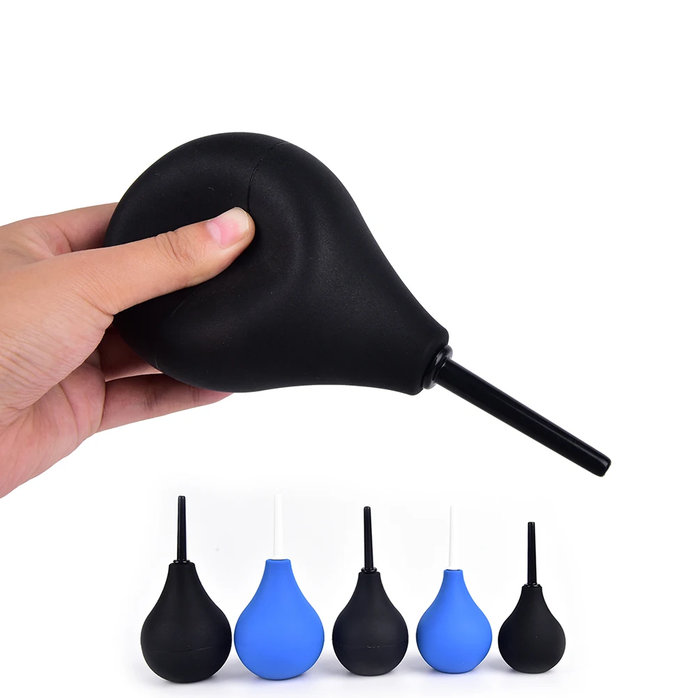 89mL/160ml/224ml Pear Shaped Enema Rectal Shower Cleaning System Silicone Gel Blue Ball For Anal Anus Colon Enema Anal Cleaning