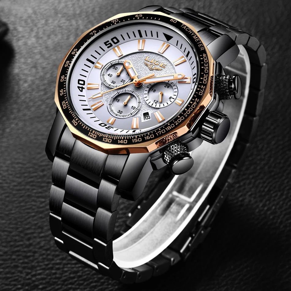 Relojes Hombre New LIGE Watches Men Luxury Brand Watch Quartz Sport Military Men Full Steel waterproof Wristwatch Casual Watch