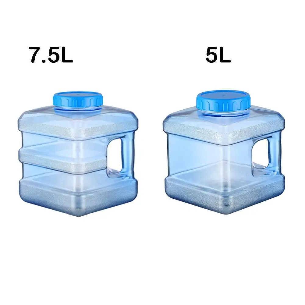 

5L 7.5L PC Square Transparent Plastic Water Container Car Self-driving Portable Portable Thicken Bucket With Cap