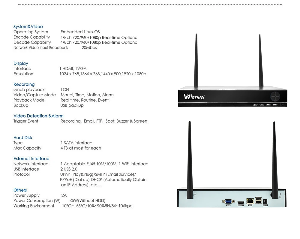 Wistino XMEye 4CH Беспроводной NVR комплект Открытый HD 720 P камера видеонаблюдения с WiFi Системы безопасности IP Камера Водонепроницаемый наблюдения