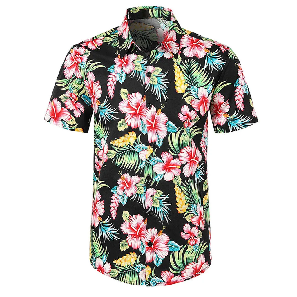 Страусиная Новинка, модная мужская Повседневная рубашка с принтом на пуговицах, гавайская ветровка с коротким рукавом, удобные рубашки высокого качества