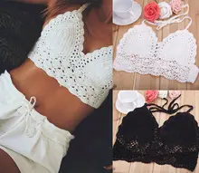 Sexy Women Bra Boho Beach font b Bikini b font Crop Tops Crochet Knitted Sleeveless Backless