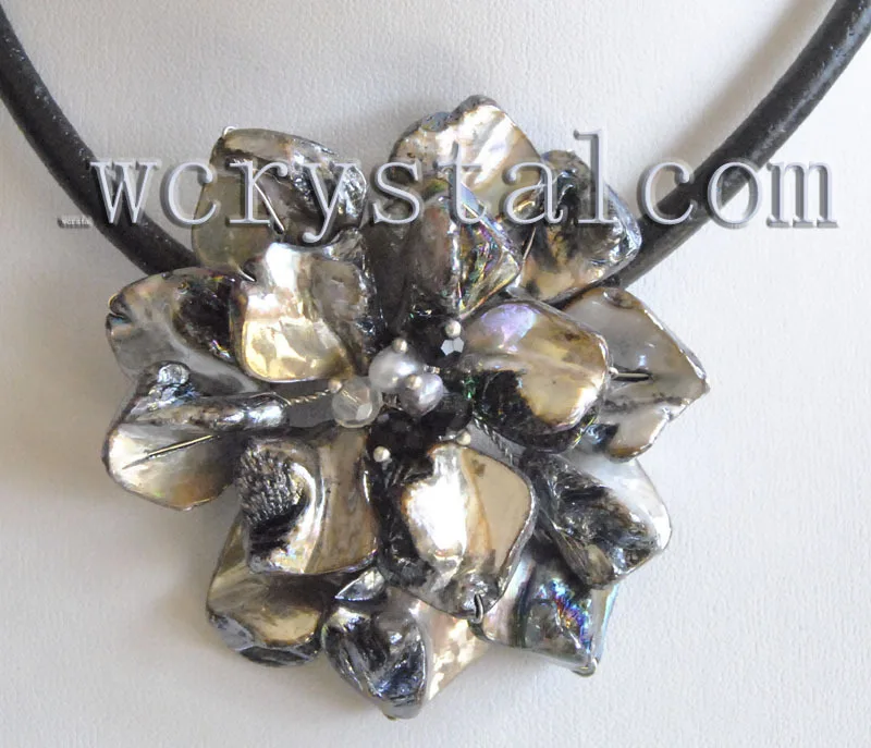 Черное ожерелье в стиле барокко с жемчугом и цветком|necklace necklace|flower necklaceshell pearl |