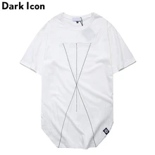 Color Contrast Threads Longline Hip Hop T-shirt Men 2017 Summer Crewneck Hipster Tshirt Casual Men’s Tee Shirts