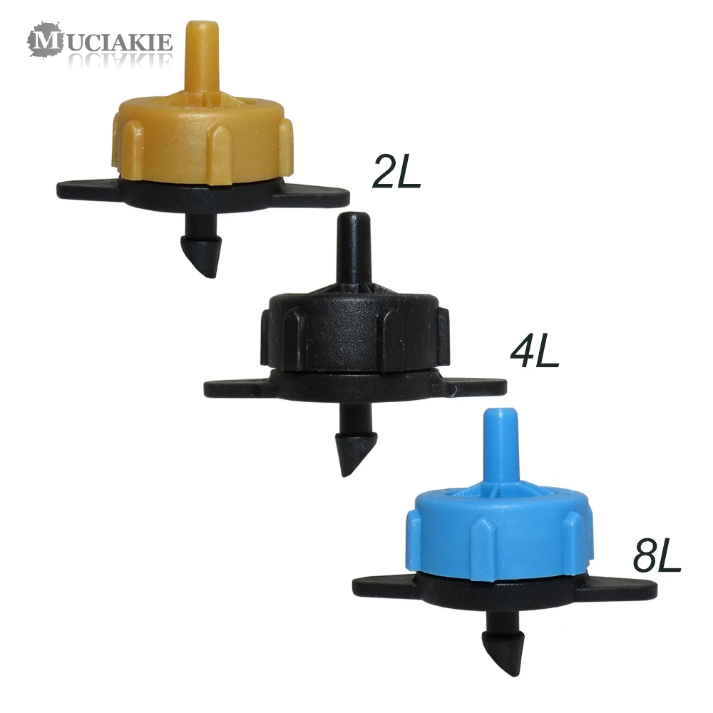 

MUCIAKIE 200PCS Pressure Compensating Emitters Garden Water Irrigation Drippers Detachable 2L 4L 8L Drop Head Irrigation Micro