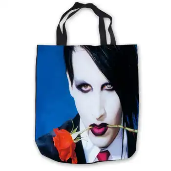 

Custom Canvas marilyn-manson-07 (1) Tote Hand Bags Shopping Bag Casual Beach HandBags Foldable 180911-02-17