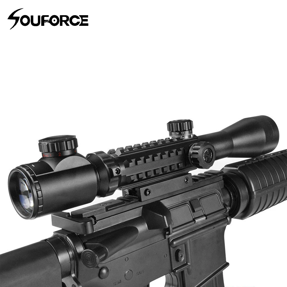 

3-9X40 Illuminated Red Green Rangefinder Reticle Riflescope of Tripe Picatinny Rail Hunting Airsoft Rifle Scope