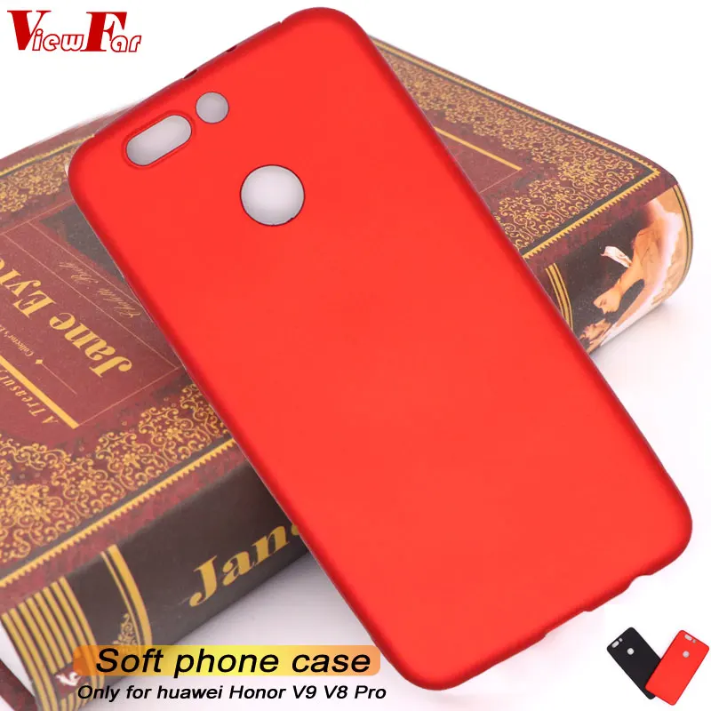Viewfar Red Case For Huawei Honor V9 8 Pro Cover HonorV9 8Pro Hot Selling Soft TPU Black Plastic Matte Gel Plain Funda Anti Fall |