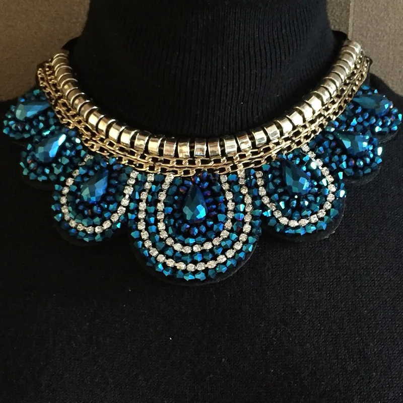 

Fashion Lady Exquisite Colorful Boho Collar Choker Crystal Beads Choker Necklace &pendant Vintage Austrian Crystals Design Pend