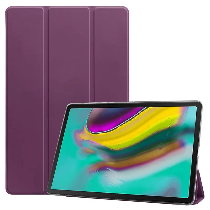 Ультратонкий чехол для samsung galaxy tab S5e 10,5 SM-T720 SM-T725 T720 Smart Cover Funda из искусственной кожи с подставкой+ пленка+ стилус - Цвет: Purple