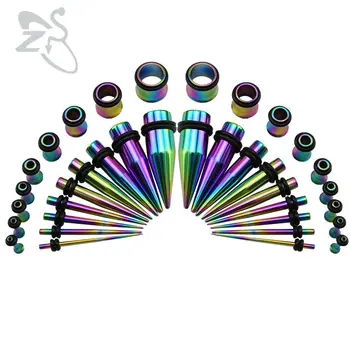 

1.6-10mm 5 Colors Lot Popular Ear Tunnel Plug Piercings Stainless Steel Fresh Ear Expander Stretcher Tapers Women Men Jewelry