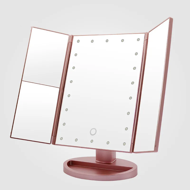 

LED Touch Screen 22 Light Makeup Mirror Table Desktop Makeup 1X/2X/3X Magnifying Mirrors Vanity 3 Folding Adjustable Mirror