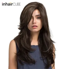 Esin, 24 дюйма, длинные натуральные волнистые парики для женщин, боковое расставание, выделенный синтетический парик, высокая температура, волокно, дышащий парик, Кепка