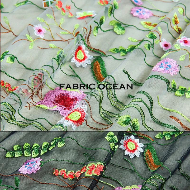 Embroidery Mesh Fabric Black Gray Sheer Chic Floral Butterfly Pattern Sew For Top Shirt Dress Skirt Craft By The Yard Fabric Pattern Pattern Fabricmesh Fabric Aliexpress
