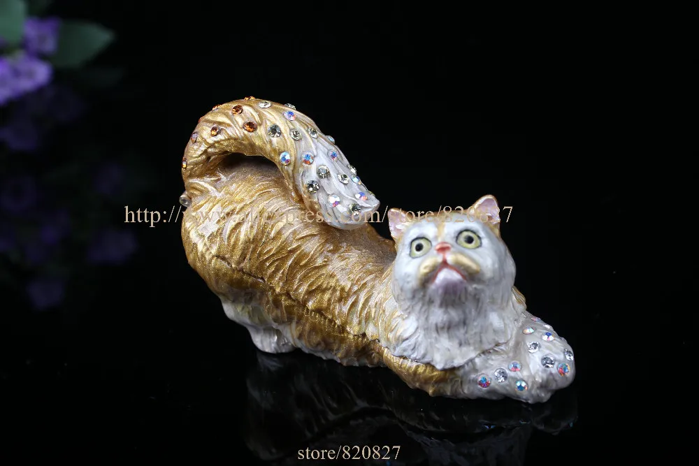 Оловянные Cat кольцо держатель/Шкатулка Cat Bejeweled шкатулка Кац прыжки Товары для кошек шкатулка