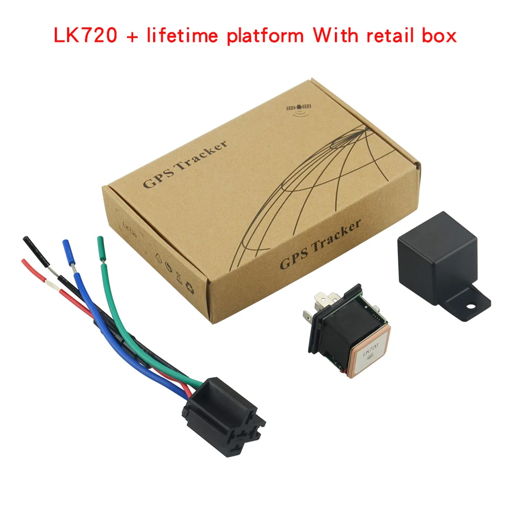 Relay-Shape Hidden GPS GSM Tracker LK720 for Vehicle Cut off oil power System GPS continuous positioning and GPRS timing report - Цвет: With box(lifetime)
