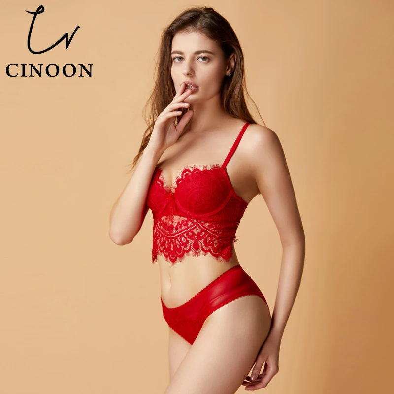 CINOON 2018 Fashion Sexy Intimate Underwear charming lace bra set push up bra and panty set comfortable Underwear women Lingerie