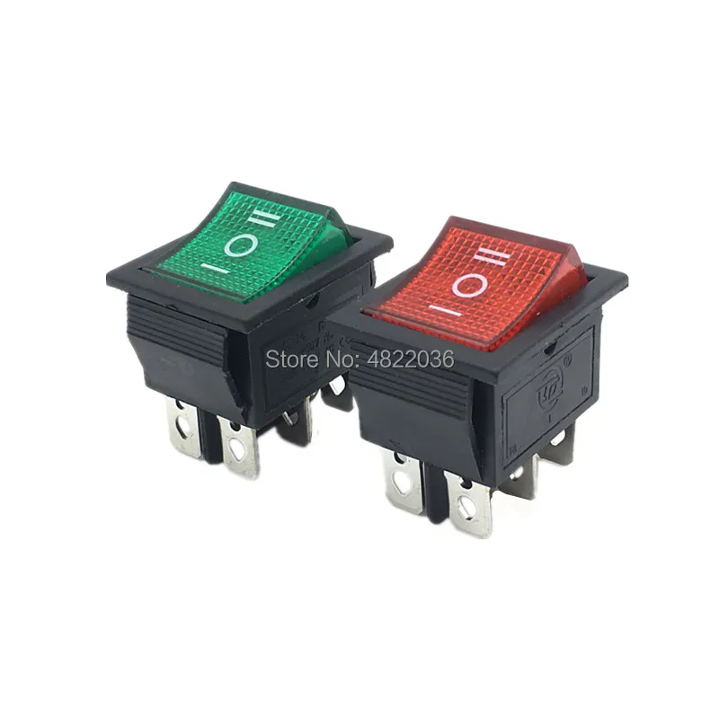 

1PC Rocker Switch KCD4 Latching/Self Reset Power Switch With Light 6 Pins 3 Position ON OFF ON 16A 250VAC 20A 125VAC