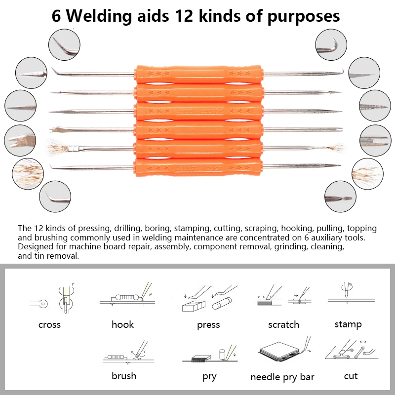 EU US Plug 220V 110V 60W Adjustable Temperature Electric Soldering Iron Kit +5pcs Soldering Tips Tweezer Welding Repair Tool Bag