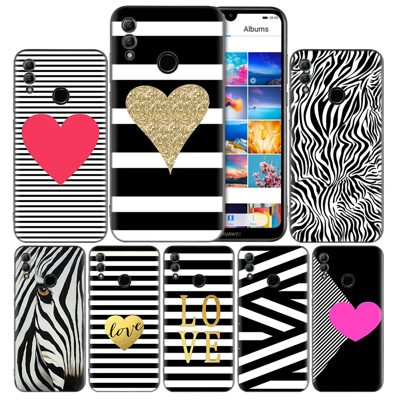 

Black White Zebra Stripe Silicone Case Cover for Huawei Honor 8X 8C 8A 8S 10 10i 20i 20 Play Y9 Y7 Y6 Y5 Lite Pro 2018 2019 Caso