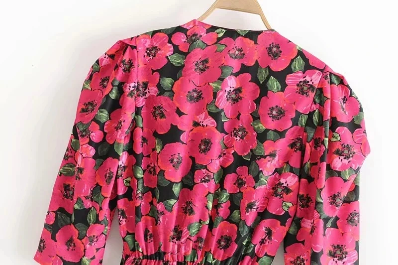 Увядшая винтажная Цветовая печать v-образным вырезом собирает талию blusas mujer de moda кимоно блузка женские топы и блузки