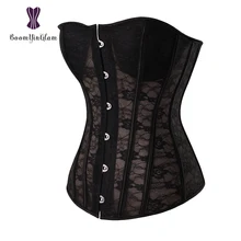  Black Transparent Sexy Lingerie Women Padded Corset Bustier For Wedding With 14 Spiral Steel Bone 8321# 