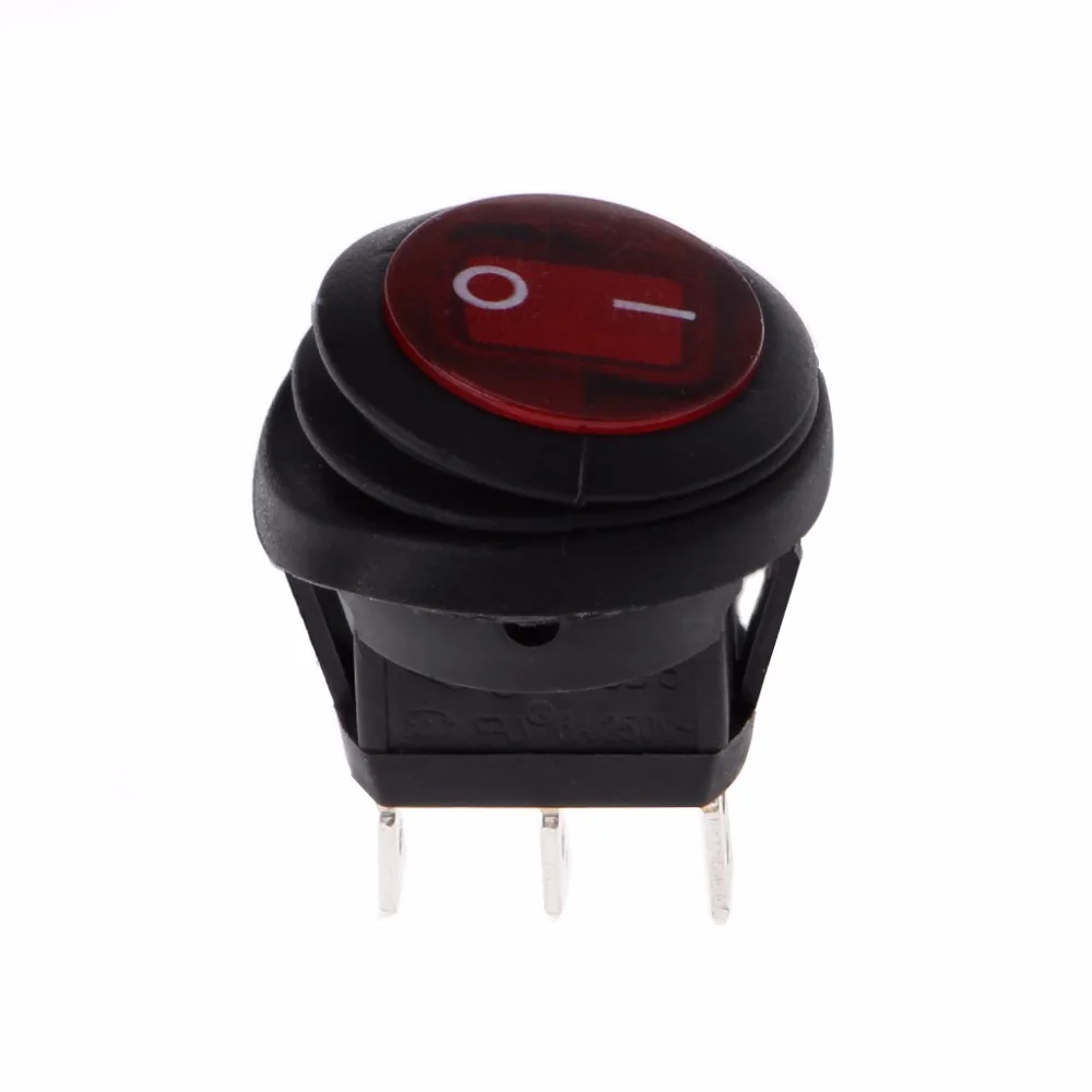 

LED Round 220V 6A 3 Pin On Off Rocker Switch Waterproof Auto Boat SPST Marine Switches Accessories