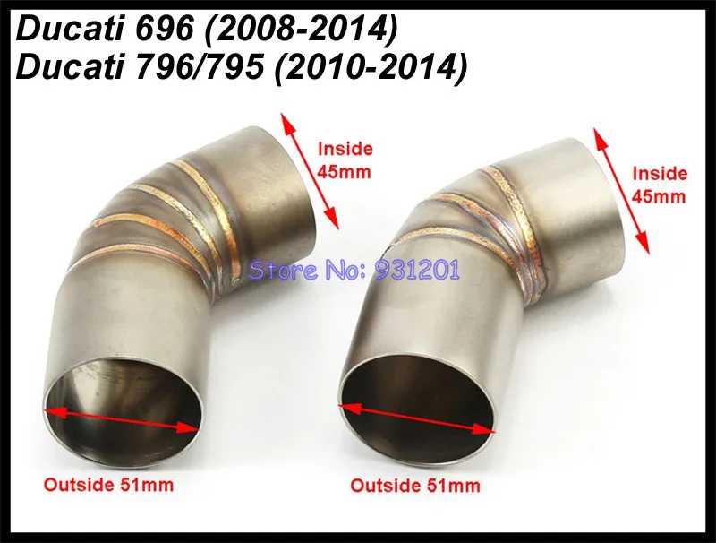 Для поездок на мотоцикле DUCATI 696 796 795 выхлопной мотоцикл Системы Труба среднего звена с слипоны глушитель выхлопной трубы Escape De Moto