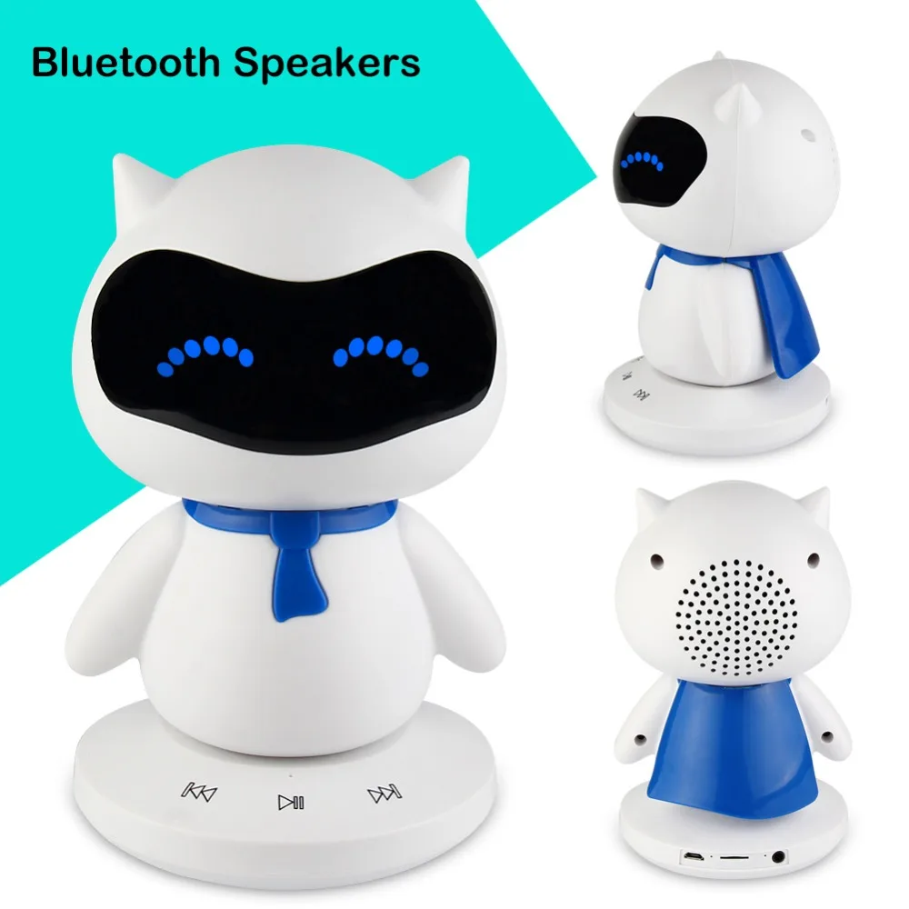 

New Mini Portable cute Robot Smart Bluetooth Speaker With Music Calls Handsfree TF MP3 AUX for Bluetooth Devices