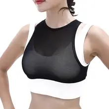 Спортивное не стальное кольцо, противоударное Спортивное нижнее белье, женское Сетчатое трикотажное сшивание, увеличенный уплотненный дышащий бюстгальтер для фитнеса S-L