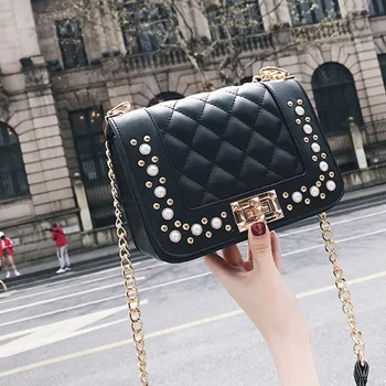 

New 2019 PU Leather Crossbody Bags for Women Pearl Women's Messenger Bags Fashion Handbags Bolso femenina sac main femme purse
