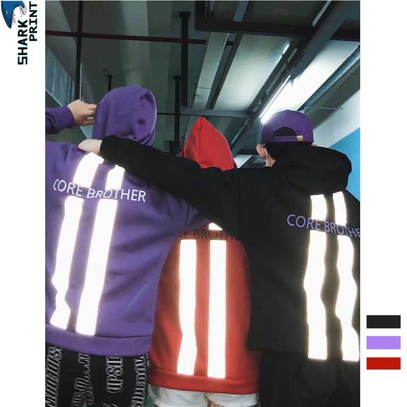 SharkPrint New Reflective Fleece Long-Sleeved Lined Plush Loose-top Casual Skateboard Hoodie Hip-hop Street Type Winter Coat SharkPrint New Reflective Fleece Long-Sleeved Lined Plush Loose-top Casual Skateboard Hoodie Hip-hop Street Type Winter Coat