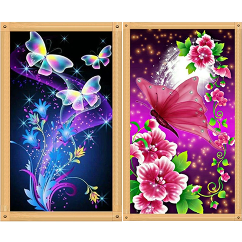 

Flower Butterfly DIY 5D Round Diamond Painting Embroidery Cross Stitch Kits Home Decor Art Craft 30x48cm