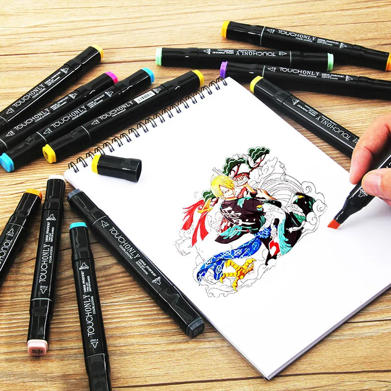 TOUCHONLY Маркеры Ручка Комплект 40/60/80/168 Цвет анимации эскизный чертёж маркер ручка для творчества на спиртовой основе с Manga Дизайн Искусство Подарки