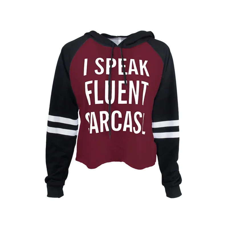 2019 Spring New Best Selling Foreign Trade Women's Short Hooded Long-sleeved Letter Printing