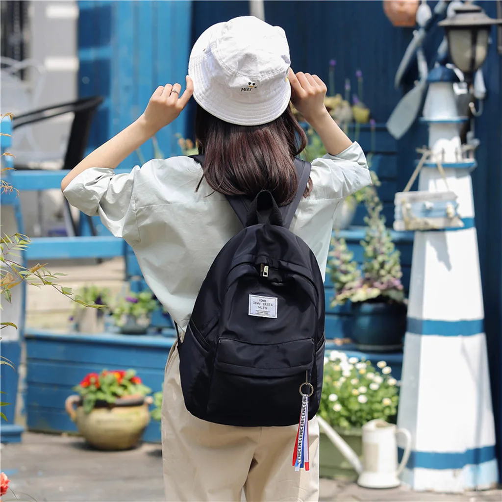

Travel Backpack Casual School Backpack For Girl Fashion Women's Outdoor Simple Nylon Zipper Contrast Color Backpack Travel Bag