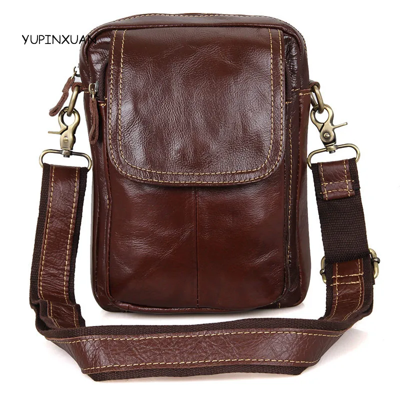 

YUPINXUAN Luxury Real Leather Shoulder Bags for Men Ipad Bag Coffee Color Messengers Bag Many Pockets Cow Leather Travel Bags