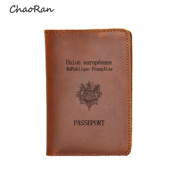 

Genuine Leather Passport Holder Travel Wallet Men Credit & ID Card Holders Travel organizer Case France Passport Cover