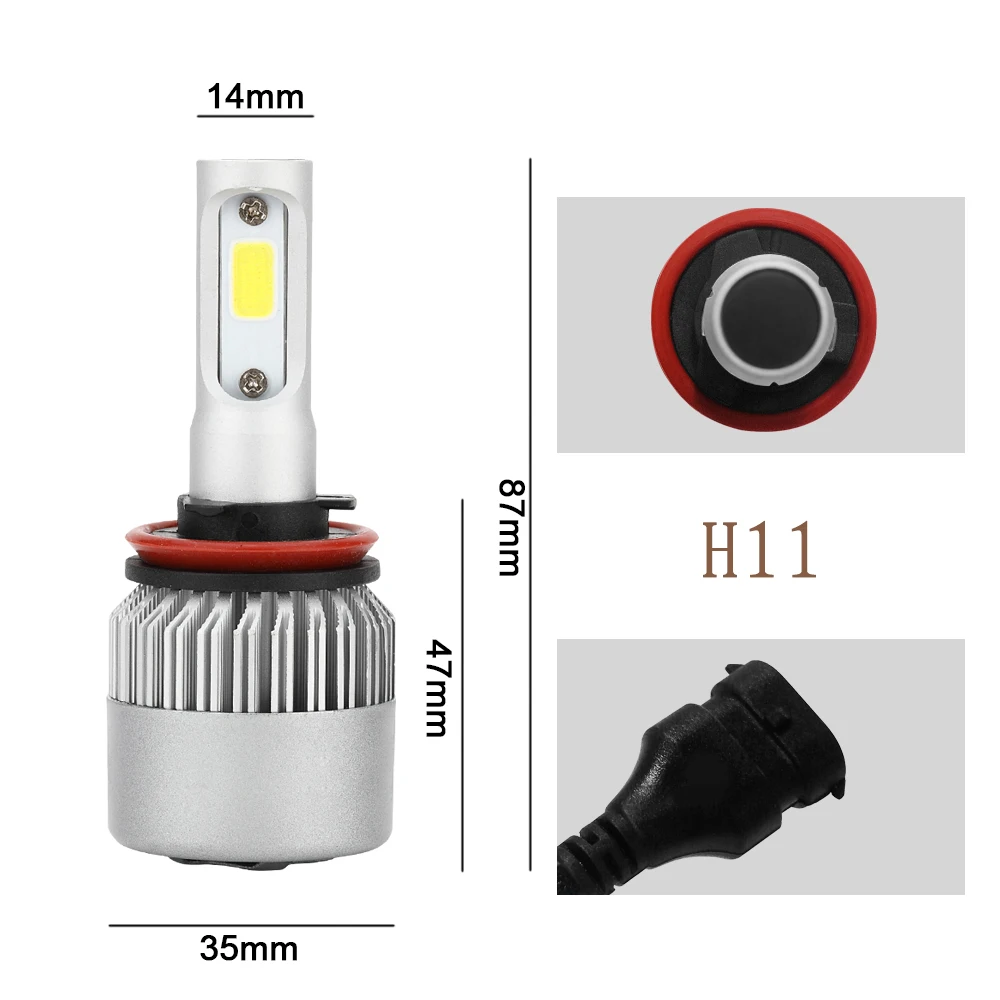 S2 светодиодные фары H7 H11 H1 H3 H13 9004 9007 9005 HB3 9006 HB4 9003 H4 HB2 светодиодный фар Лампа 12V 6000K 8000LM для автомобильных фар