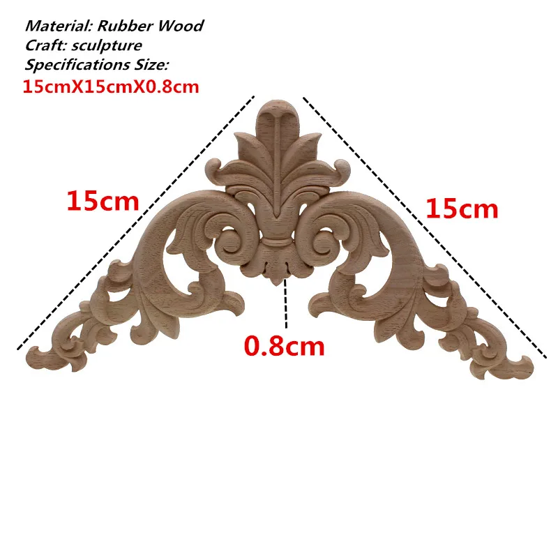 VZLX Деревянные Резные накладные аппликации Карпентер рамка наклейка мебель украшения деревянные поделки декоративный цветочный орнамент - Цвет: 15cmX15cm