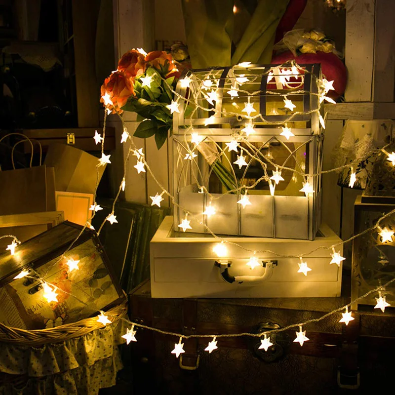 

Star String Lights 10/20 LED 3*AA Battery Powered Fairy String Lights For Party Weddings Outdoor Indoor LED Decoration Lighting