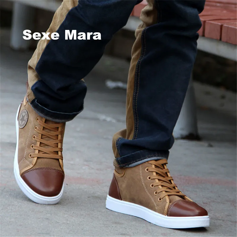 Meilleur Nouveau mode casual hommes chaussures hommes Haute aide cuir Plat toile chaussures Couple En Plein Air joker zapatos mujer zapatos hombre L UE 38 47